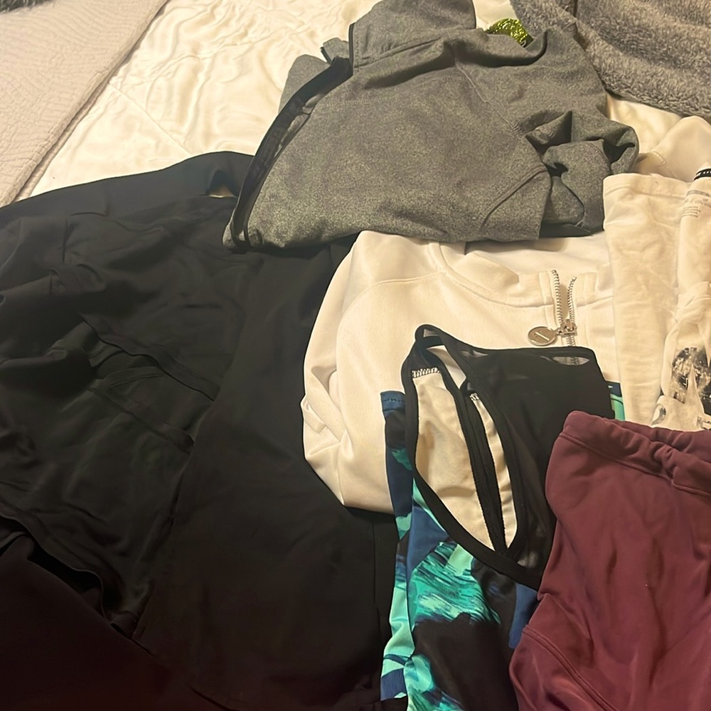 Ladies workout clothes - 2 pair of pants, Nike jacket, 3 ladies workout tops